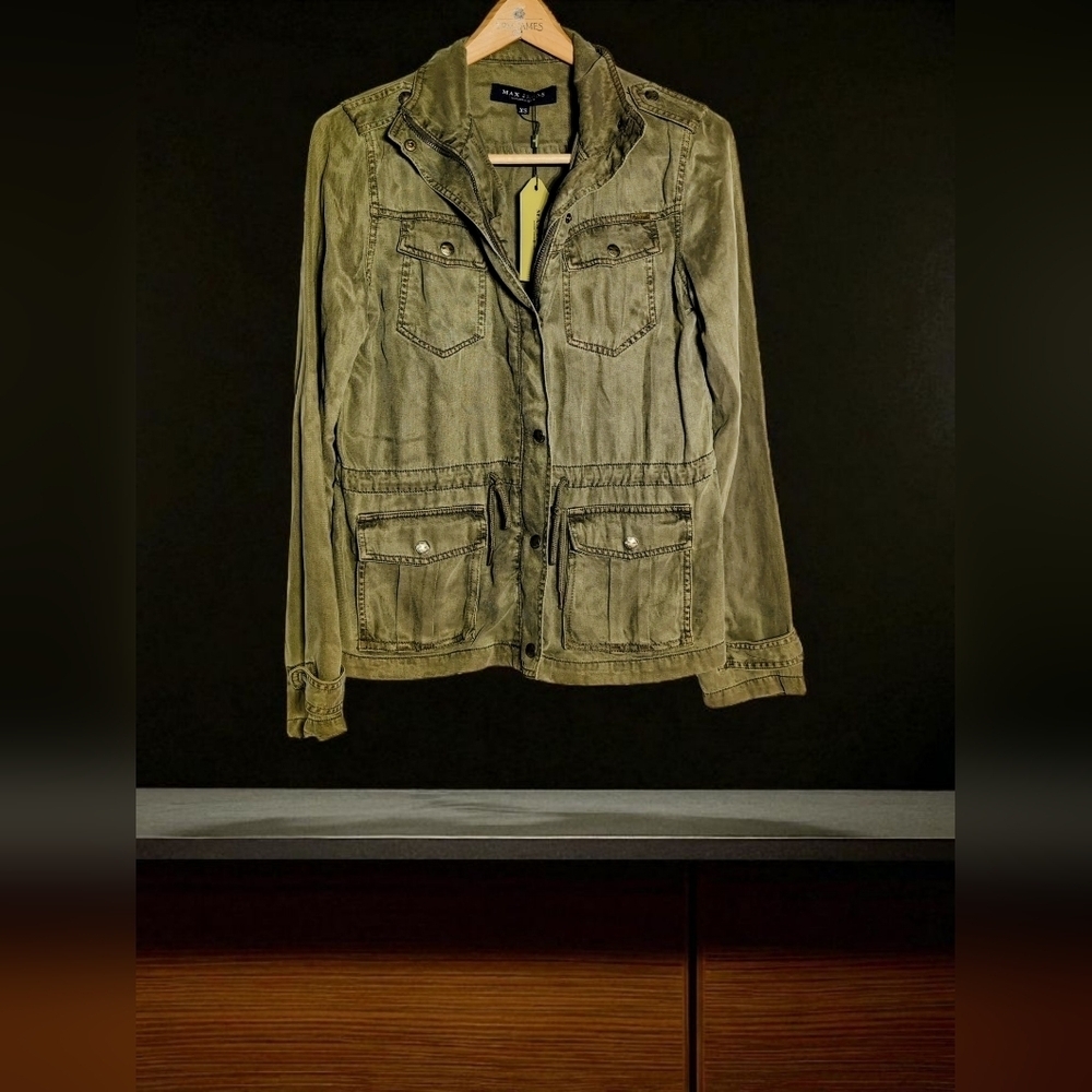 Max Jeans XS Green Khaki Military Field Utility Jacket NWT